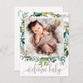 Geburtsankündigung von Foliage Foto Ankündigungspostkarte (Vorne/Hinten)