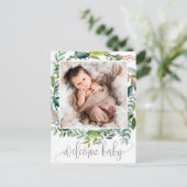 Geburtsankündigung von Foliage Foto Ankündigungspostkarte (Stehend Vorderseite)