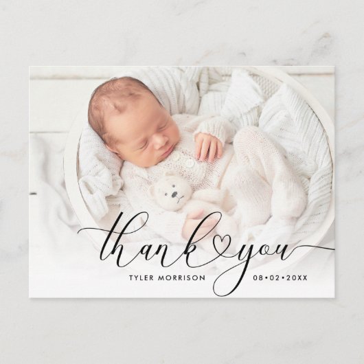 Geburtsankündigung von Herzenskripten danke Karte (Vorderseite)