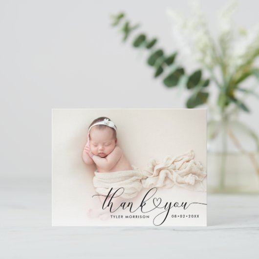 Geburtsankündigung von Herzskriptbüchern Postkarte (Stehend Vorderseite)