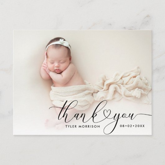 Geburtsankündigung von Herzskriptbüchern Postkarte (Vorderseite)