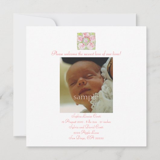 Geburtsankündigung von le Printemps Ankündigung (Rückseite)