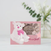 Geburtsankündigung von Mädchen Postkarte (Stehend Vorderseite)