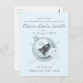 Geburtsankündigung von Moon & Stars Postkarte (Vorne/Hinten)