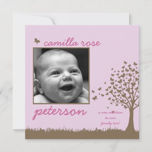 Geburtsankündigung von Schmetterling Ankündigung (Vorderseite)