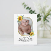 Geburtsankündigung von Sunflower Baby Ankündigungspostkarte (Stehend Vorderseite)