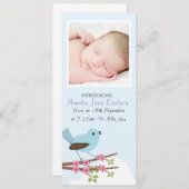 Geburtsankündigung von Vogel und Blossom Custom Fo Einladung (Vorne/Hinten)