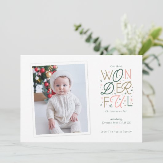 Geburtsankündigung Weihnachtskarte Feiertagskarte (Stehend Vorderseite)