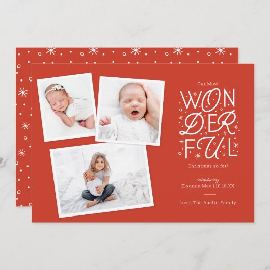 Geburtsankündigung Weihnachtskarte Feiertagskarte (Vorne/Hinten)