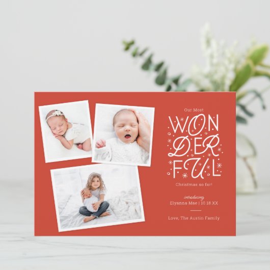 Geburtsankündigung Weihnachtskarte Feiertagskarte (Stehend Vorderseite)