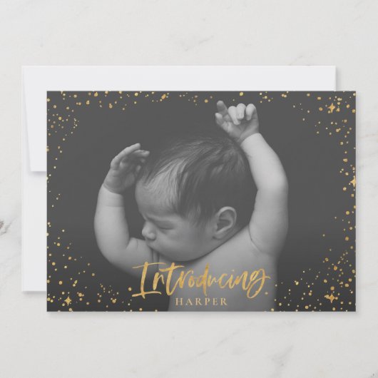 Geburtsankündigung zur Einführung von Goldskriptst Ankündigung (Vorderseite)