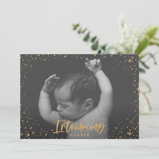 Geburtsankündigung zur Einführung von Goldskriptst Ankündigung (Stehend Vorderseite)