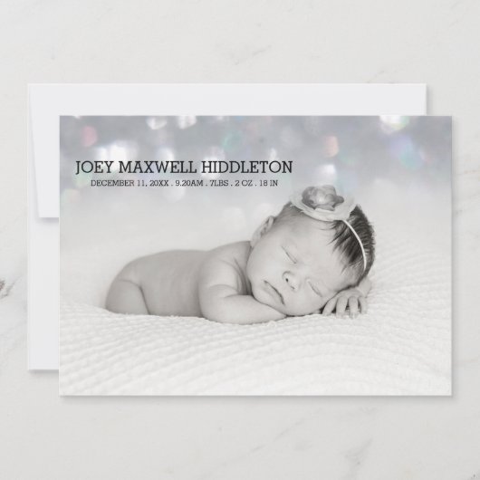 Geburtsankündigung Zwei Fotos Schönes Bokeh Ankündigung (Vorderseite)