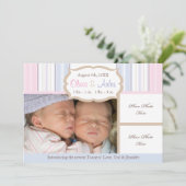 Geburtsankündigung - Zwillinge Ankündigung (Stehend Vorderseite)