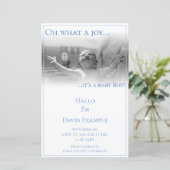 Geburtsankündigungskarte mit Baby (Stehend Vorderseite)