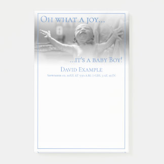 Geburtsankündigungskarte mit Baby Post-it Klebezettel