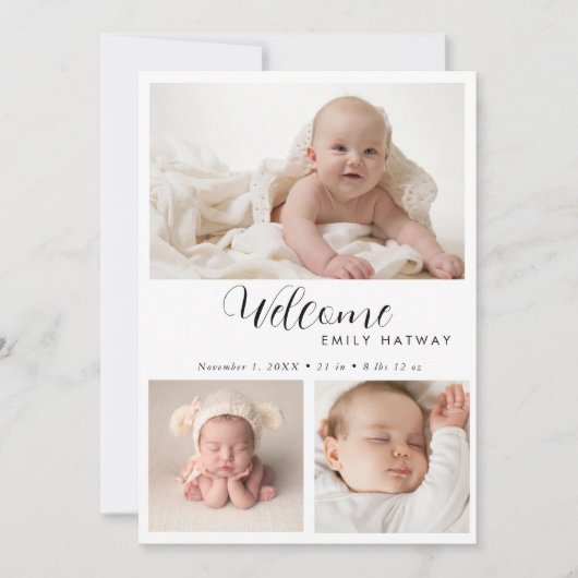 Geburtsankündigungskarte | Welcome Baby Foto Colla Ankündigung (Vorderseite)