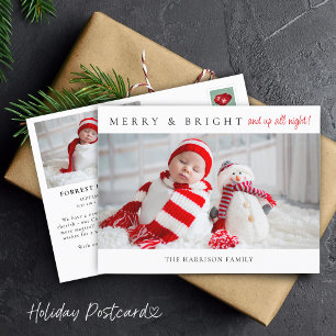 Geburtsanzeige Fotos Postkarte Merry & Bright