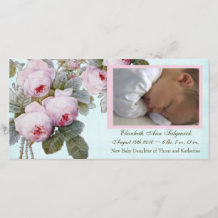 Geburtsanzeige für Baby Mädchen English Rose Ankündigung