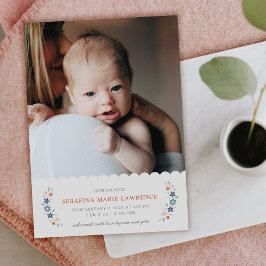 Geburtsanzeige für Baby Mädchen mit blauer süßer B Dankeskarte