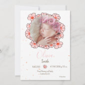 Geburtsanzeige Hase Blumen Ankündigung (Rückseite)