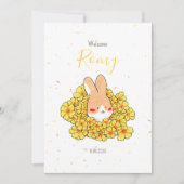 Geburtsanzeige Kaninchen Blume Ankündigung (Vorderseite)