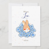 Geburtsanzeige Kaninchen Blume Ankündigung (Vorderseite)