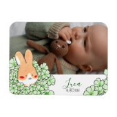 Geburtsanzeige Magnet Hase und Blumen (Horizontal)