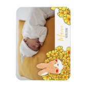 Geburtsanzeige Magnet Hase und Blumen (Vertikal)