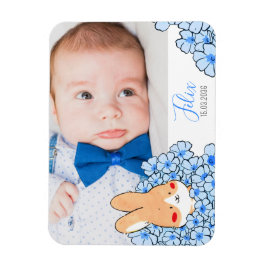 Geburtsanzeige Magnet Hase und Blumen