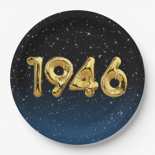 Geburtsballons 1946 in Sternen Pappteller (Vorderseite)