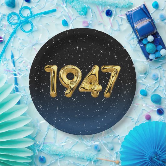 Geburtsballons 1947 in Sternen Pappteller (Party)