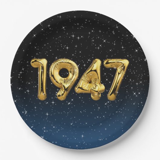 Geburtsballons 1947 in Sternen Pappteller (Vorderseite)