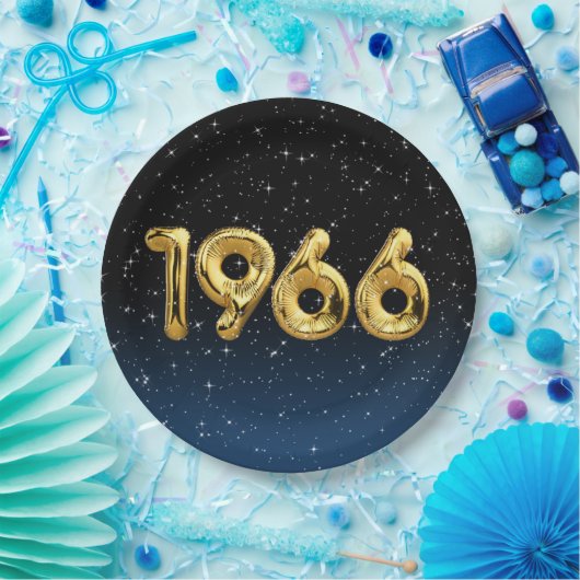Geburtsballons 1966 in Sternen Pappteller (Party)