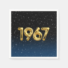 Geburtsballons 1967 in Sternen Serviette