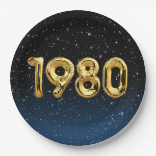 Geburtsballons 1980 in Sternen Pappteller