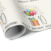 Geburtsballons und Präsentationen mit Alter und Te Geschenkpapier (Rolleneckpunkt)