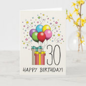 Geburtsballons und Präsentationen mit Alter und Te Karte (Gelbe Blume)