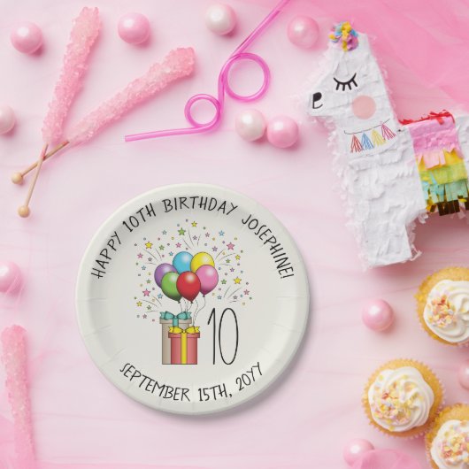 Geburtsballons und Präsentationen mit Alter und Te Pappteller (Party)