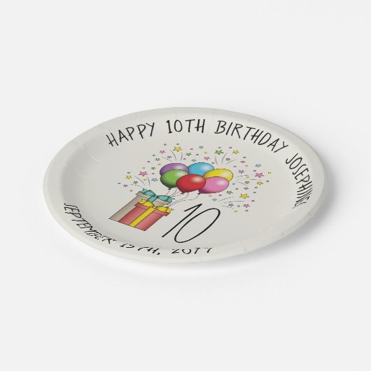 Geburtsballons und Präsentationen mit Alter und Te Pappteller (Schrägansicht)