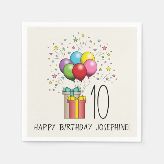 Geburtsballons und Präsentationen mit Alter und Te Serviette (Vorderseite)