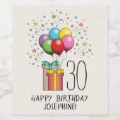 Geburtsballons und Präsentationen mit Alter und Te Weinetikett (Einzelnes Label)