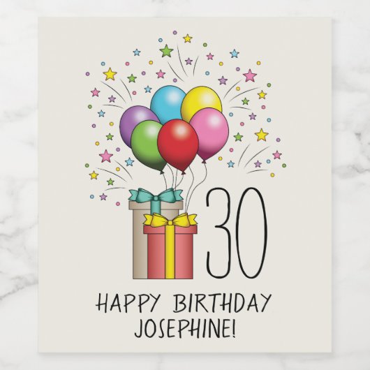 Geburtsballons und Präsentationen mit Alter und Te Weinetikett (Einzelnes Label)