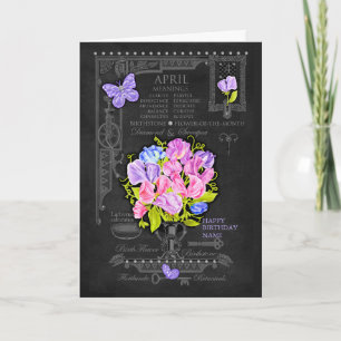 Geburtsblume April Kreide personalisierte Karte