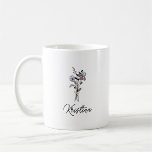 Geburtsblume Februar & Eleganter Schriftname Kaffeetasse