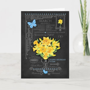 Geburtsblume März Kreide personalisierte Karte