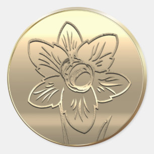 Geburtsblume Narzisse März Klassischer runder Aufk Aufkleber