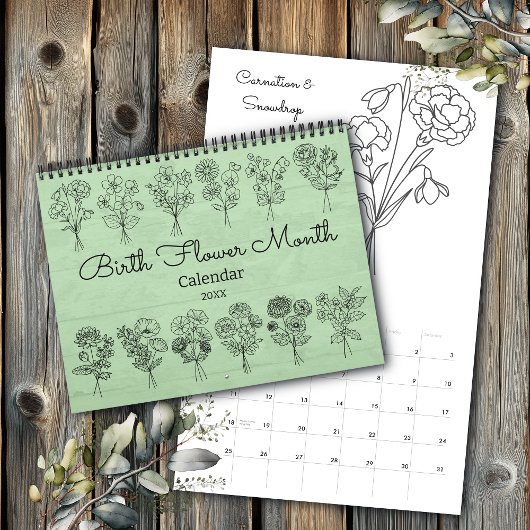 Geburtsblumen-Monat-Boho-Kalender Kalender