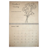 Geburtsblumen-Monat-Boho-Kraft-Kalender Kalender (Jan 2027)