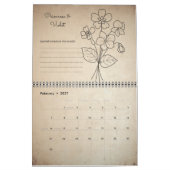 Geburtsblumen-Monat-Boho-Kraft-Kalender Kalender (Feb 2027)